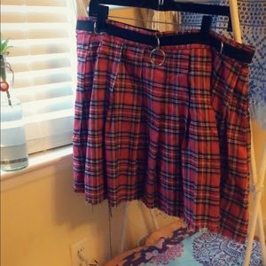 Pink Plaid Mini Skirt